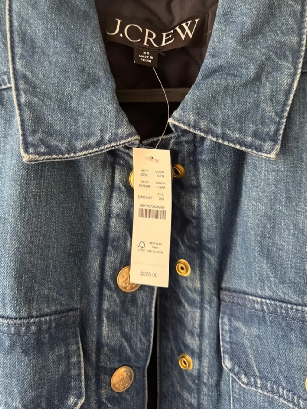 J. Crew Medium Blue Cropped Denim Jacket - Picture 3 of 3